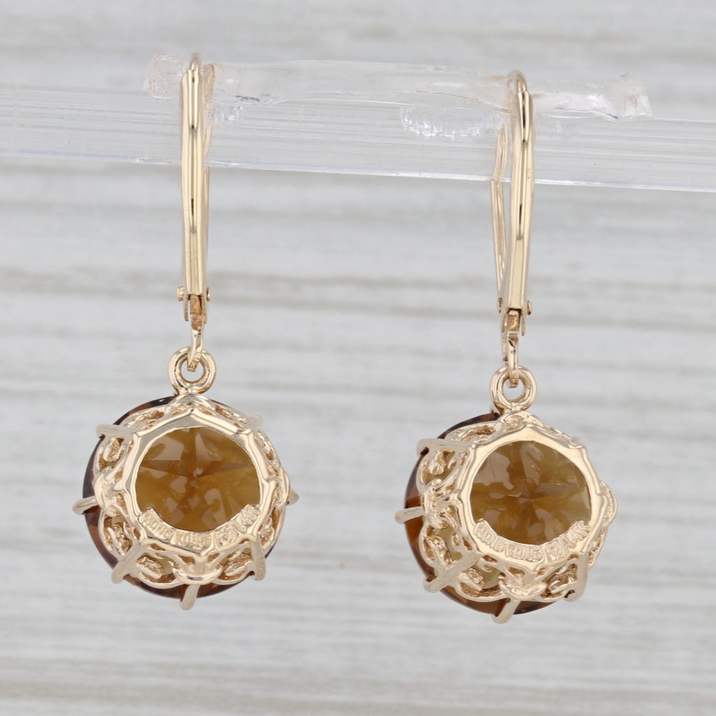 Gray 10ctw Citrine Dangle Earrings 14k Yellow Gold Orange Drops