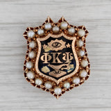 Gray Antique Phi Kappa Psi Fraternity Pin 14k Gold Pearls Large Shield Badge