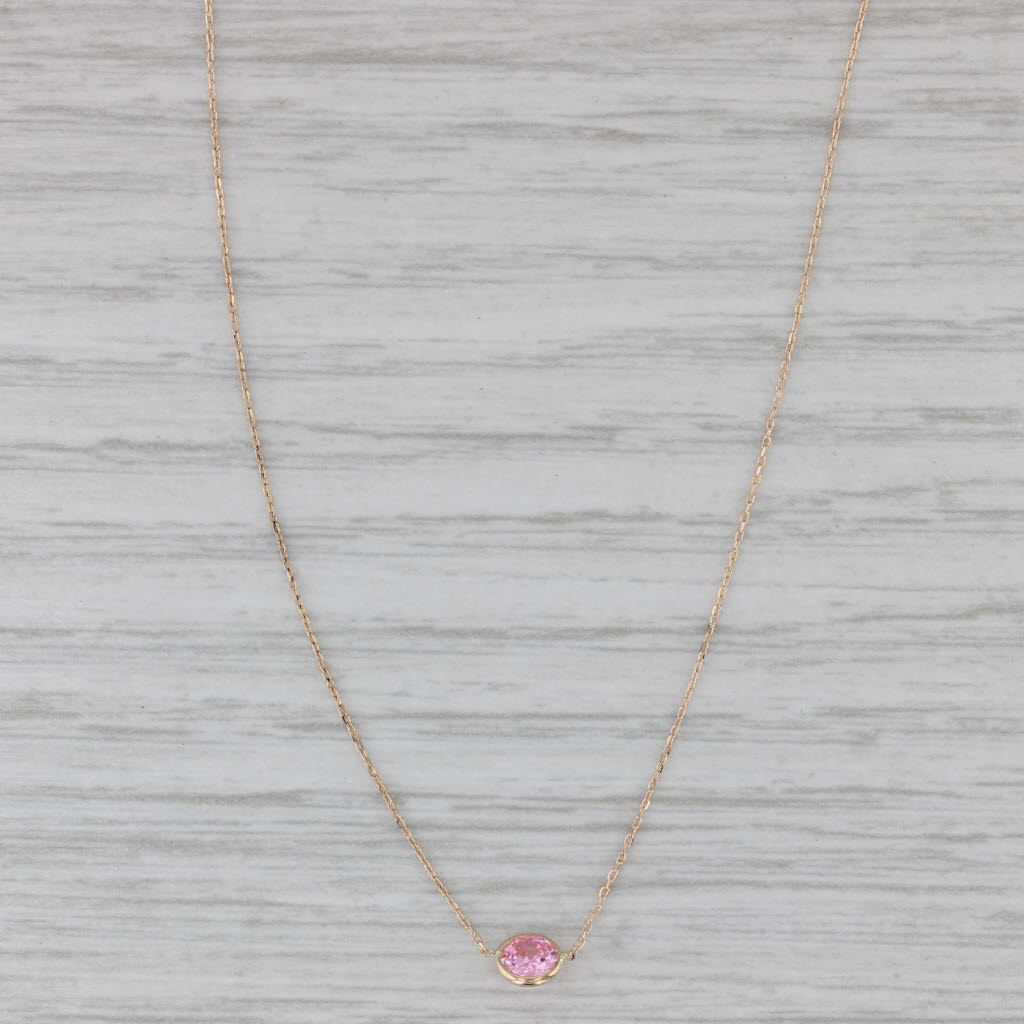 Gray 0.23ct Pink Ice Cubic Zirconia Solitaire Pendant Necklace 14k Yellow Gold 16"
