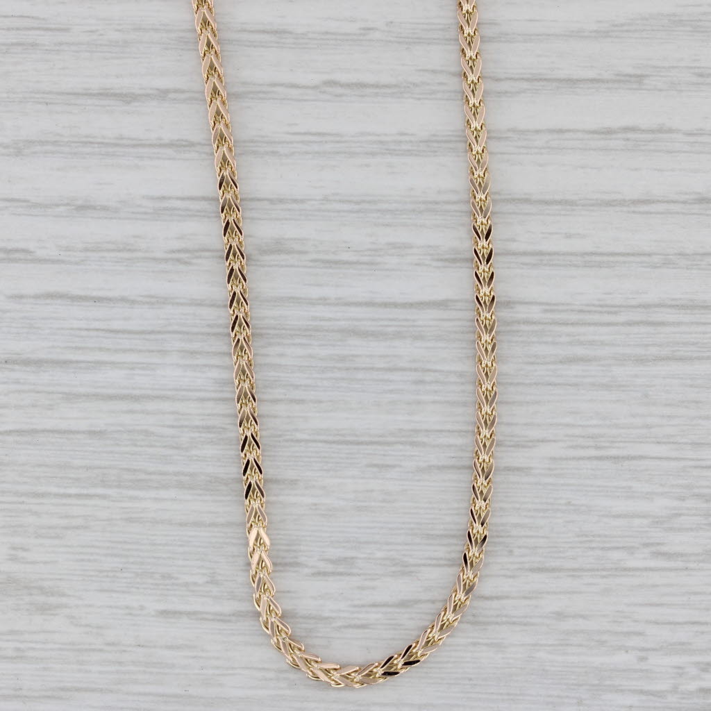 Gray Wheat Chain Necklace 10k Yellow Gold 17.75" 2.3mm