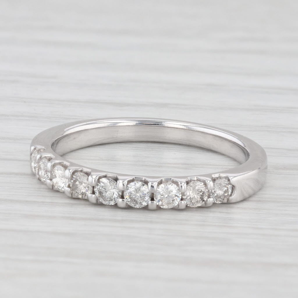 Light Gray 0.50ctw Diamond Wedding Stackable Ring 14k White Gold Size 6.75 Band