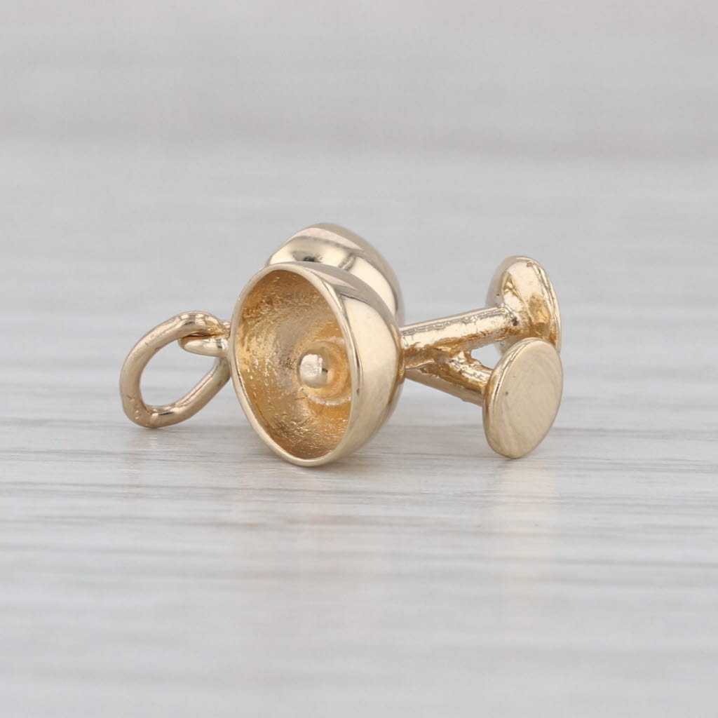 Wedding Communion Crossing Cups Charm 14k Yellow Gold Bridal Jewelry