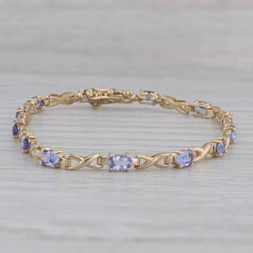 Gray 3.13ctw Tanzanite Tennis Bracelet 10k Yellow Gold 7" 3.7mm