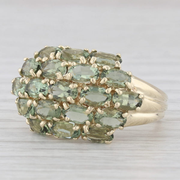 Green Glass Oval Cluster 10k Yellow Gold Size 8 Ring