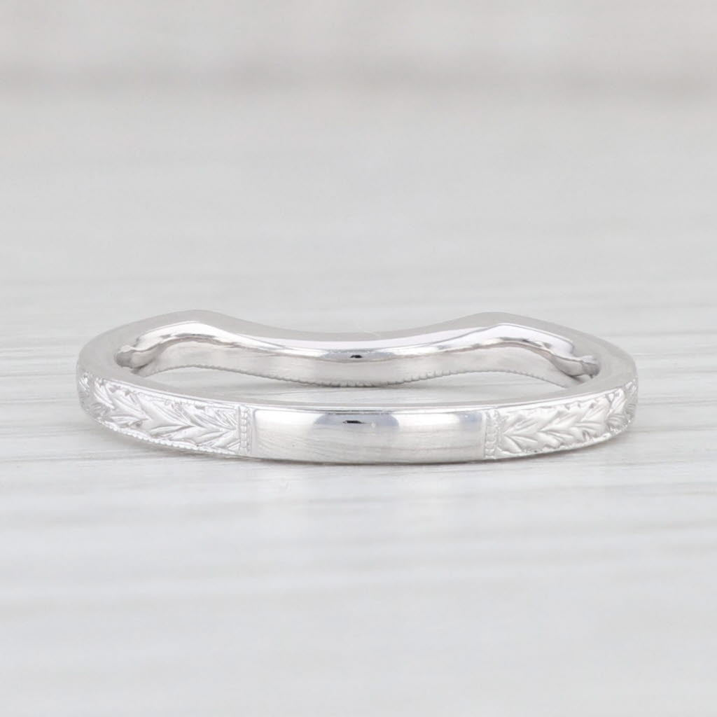 Light Gray New Diamond Contoured Wedding Band Guard 14k White Gold Stackable Ring Size 6.75