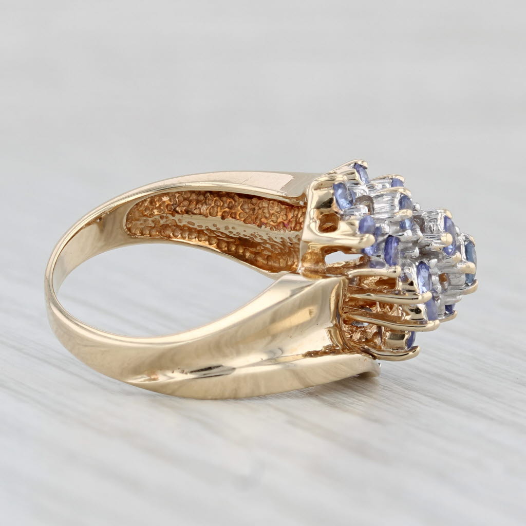 Light Gray 1.14ctw Tanzanite Cluster Ring 10k Yellow Gold Size 5 Cocktail