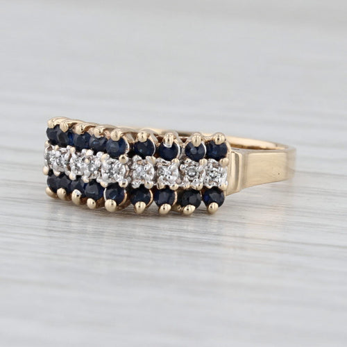 0.20ctw Blue Sapphire Diamond Rooftop Ring 10k Yellow Gold Size 8 Stackable