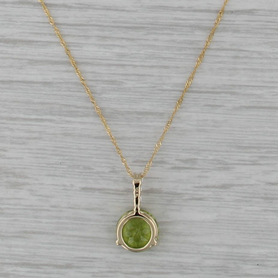 2.15ctw Peridot White Sapphire Pendant Necklace 10k Yellow Gold 18.25"