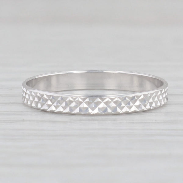 Light Gray Textured Stackable Ring 18k White Gold Size 8 Wedding Band
