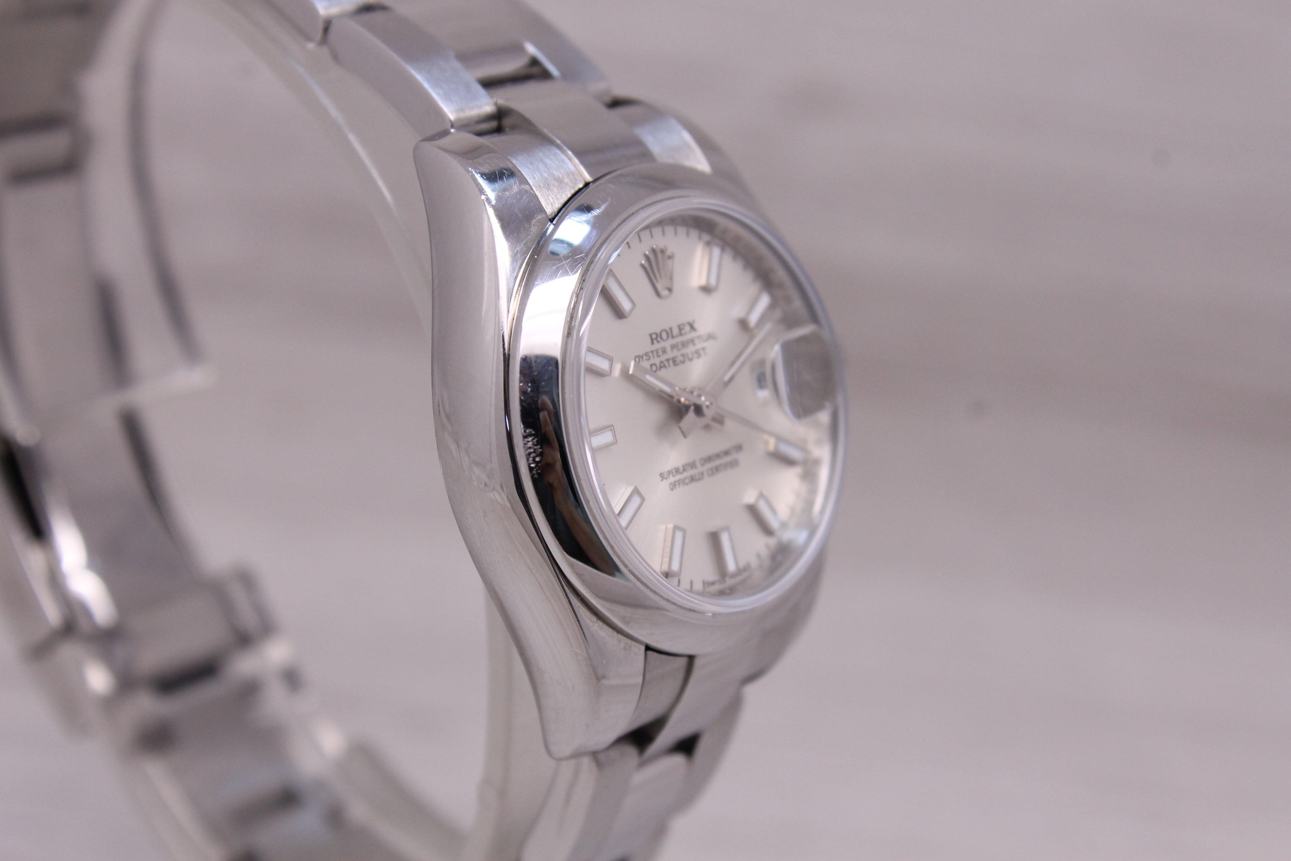 c2007 Rolex Oyster Perpetual 179160 26mm Ladies Steel Automatic Watch White Lume