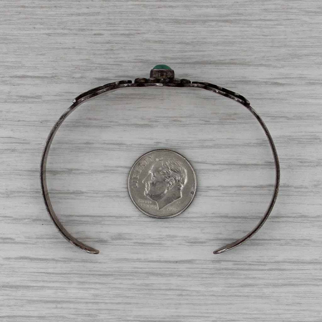 Native American Animal Pattern Turquoise Cuff Bracelet Sterling Silver 6.25"