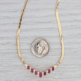 1.14ctw Diamond Ruby V Necklace 14k Yellow Gold 15.5" Herringbone Chain