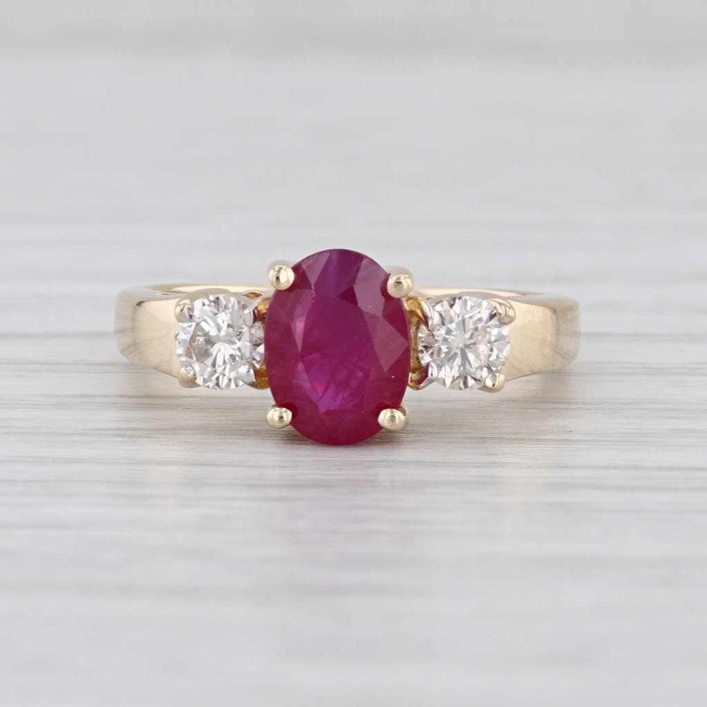 1.62ctw Oval Ruby Diamond Ring 14k Yellow Gold Size 6