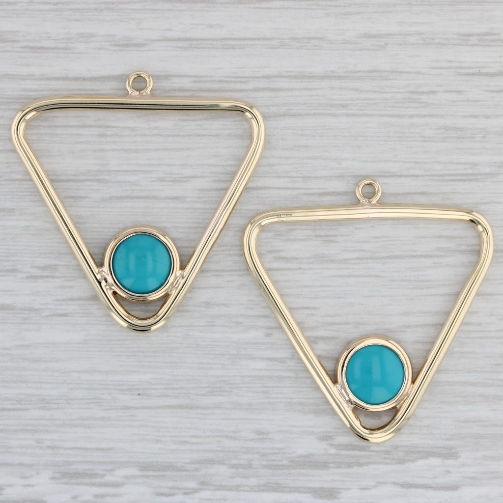 Gray Turquoise Earring Enhancers 14k Yellow Gold Triangle Statement Drops