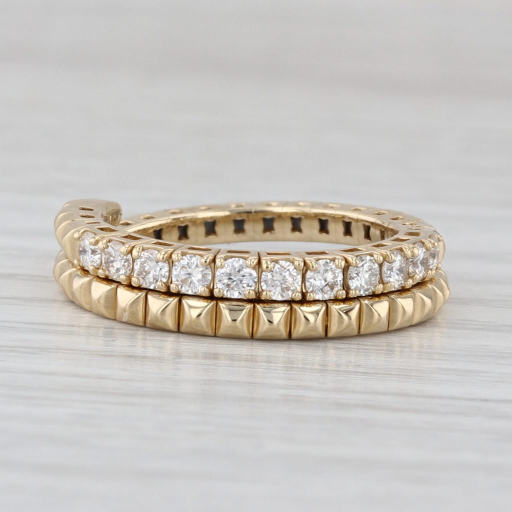 0.50ctw Diamond Wrap Coiled Band Bypass Ring 14k Gold Flexible Size Stackable