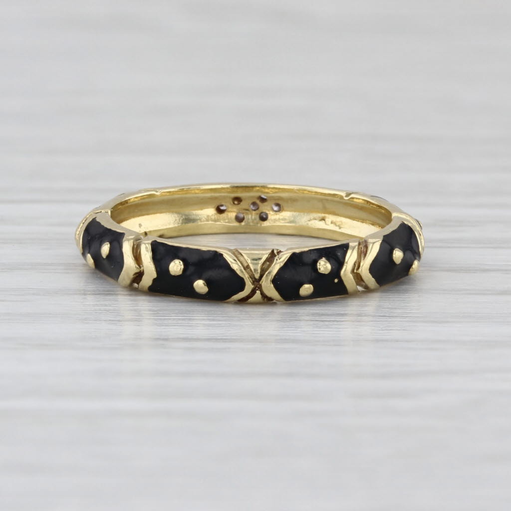 Hidalgo Diamond Enamel Band 18k Yellow Gold Size 6.25 Stackable Ring