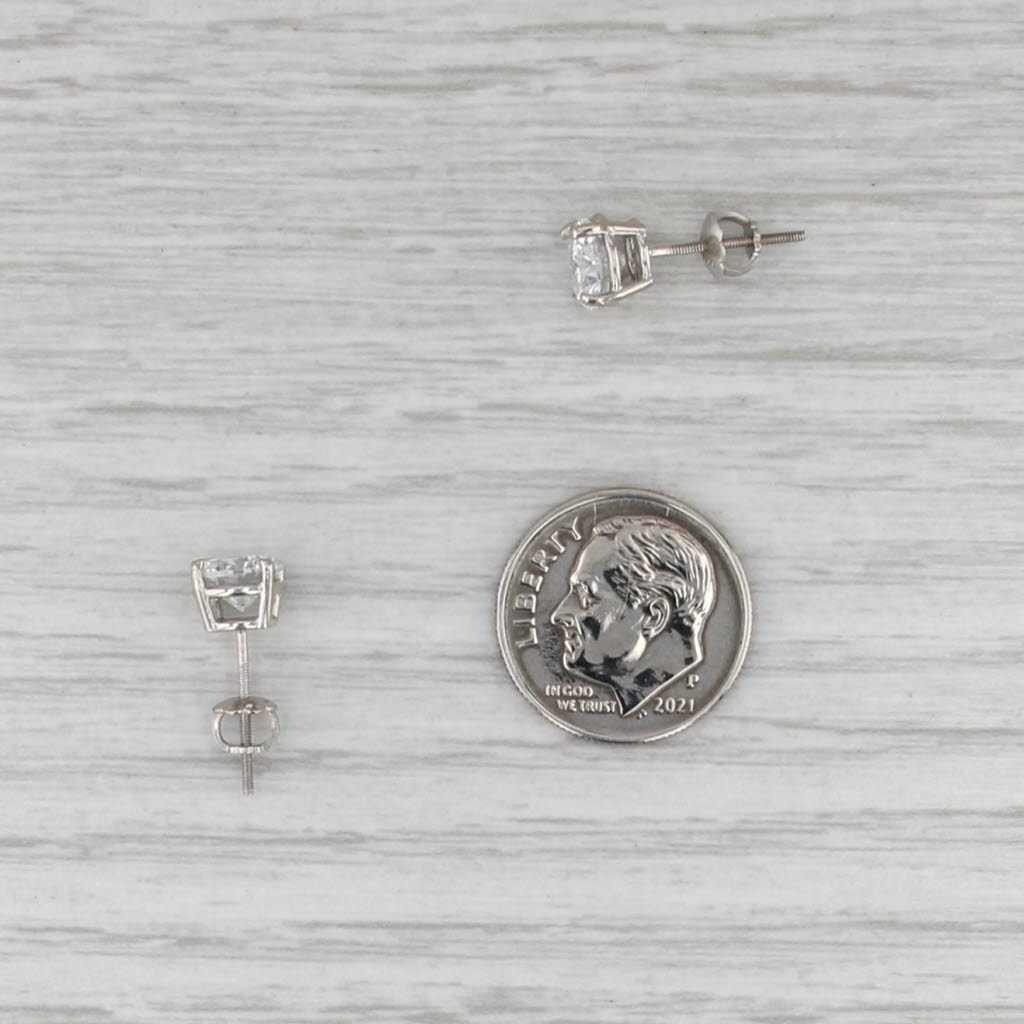 2.02ctw Diamond Stud Earrings 14k White Gold Round Solitaire Studs Screw Backs