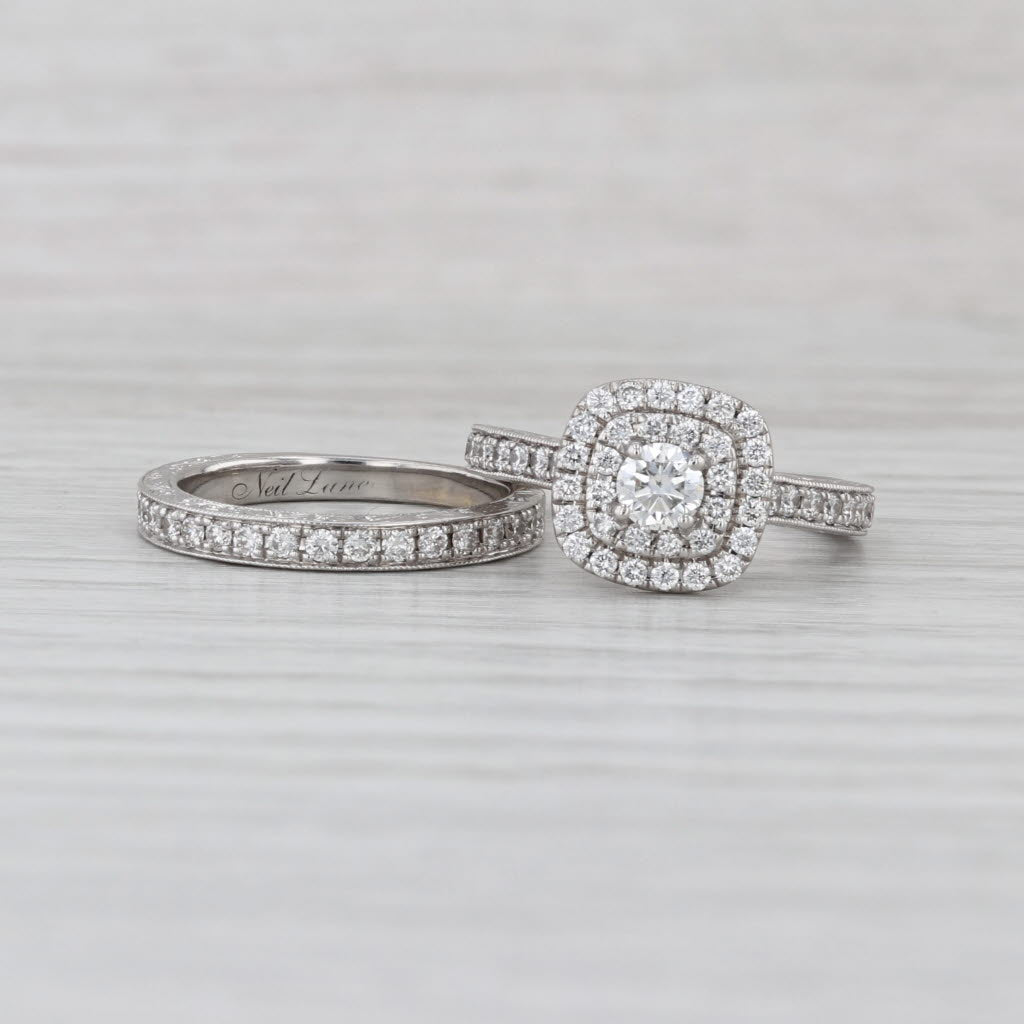 Neil Lane 1.17ctw Diamond Halo Engagement Ring Wedding Band 14k Gold Size 5