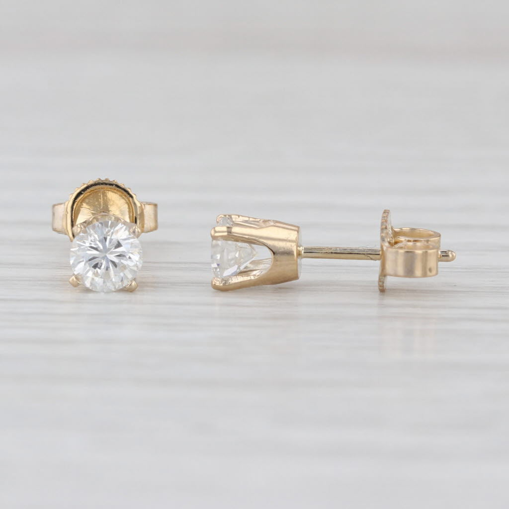 0.63ctw Diamond Stud Earrings 14k Yellow Gold Round Solitaire Studs