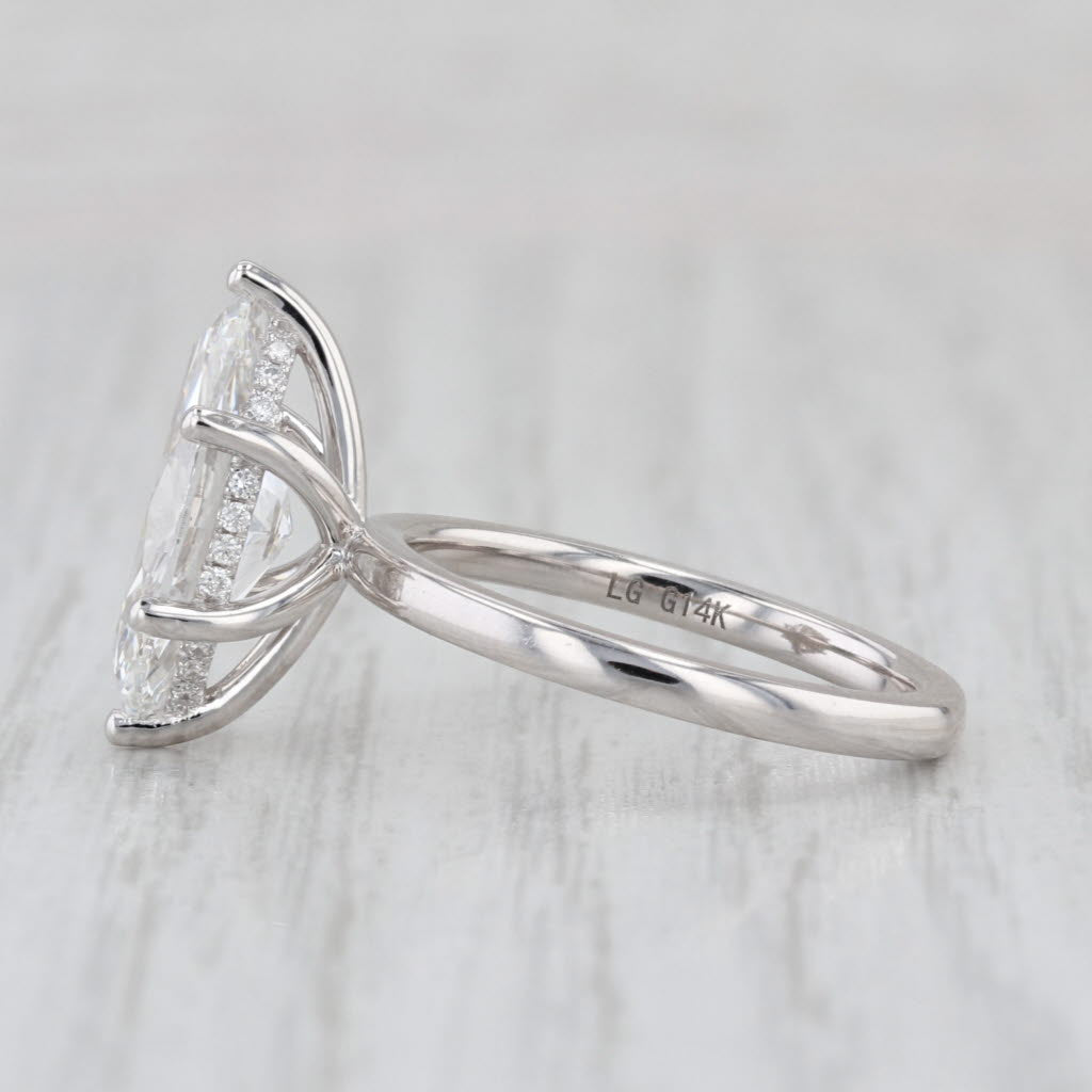 New IGI 3.10ctw Marquise Lab Grown Diamond Engagement Ring 14k White Gold Sz 6.5