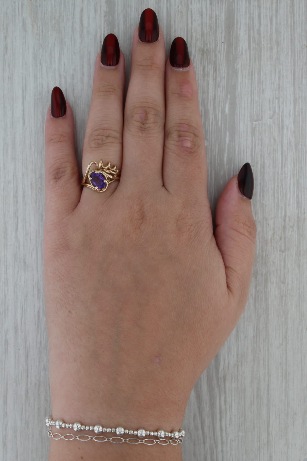 Custom 1.05ct Oval Solitaire Amethyst Coiled Ring 14k Yellow Gold Size 6.5