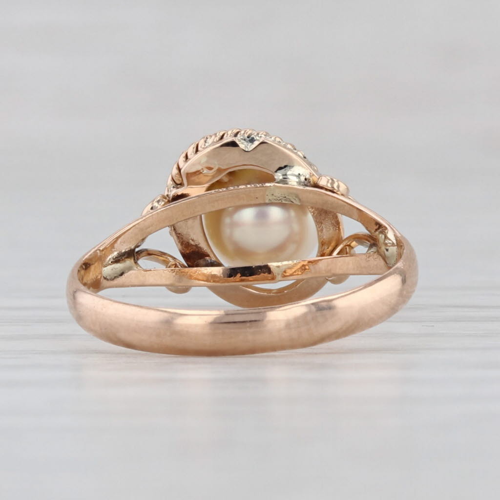 Cultured Pearl Solitaire Ring 14k Yellow Gold Size 5.5