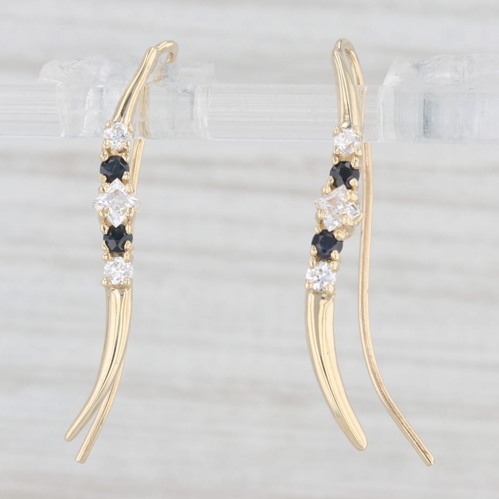 Light Gray 0.52ctw Blue Sapphire Cubic Zirconia Drop Earrings 14k Yellow Gold Hook Posts