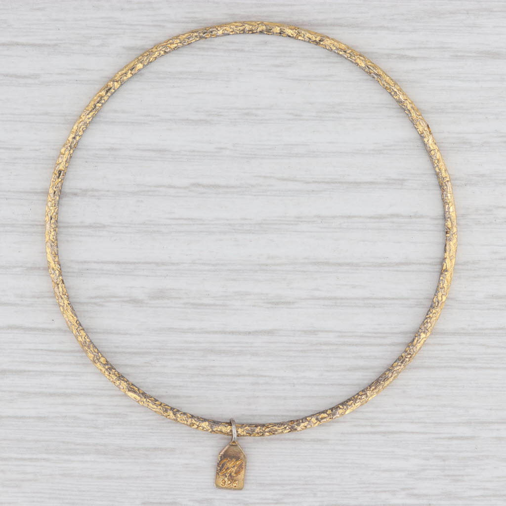 New Nina Wynn Pallas Bangle Bracelet Sz 3 8" Sterling Bronze 22k Gold Vermeil