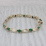 1.60ctw Emerald Bracelet 10k Yellow Gold 6.75" 4.3mm