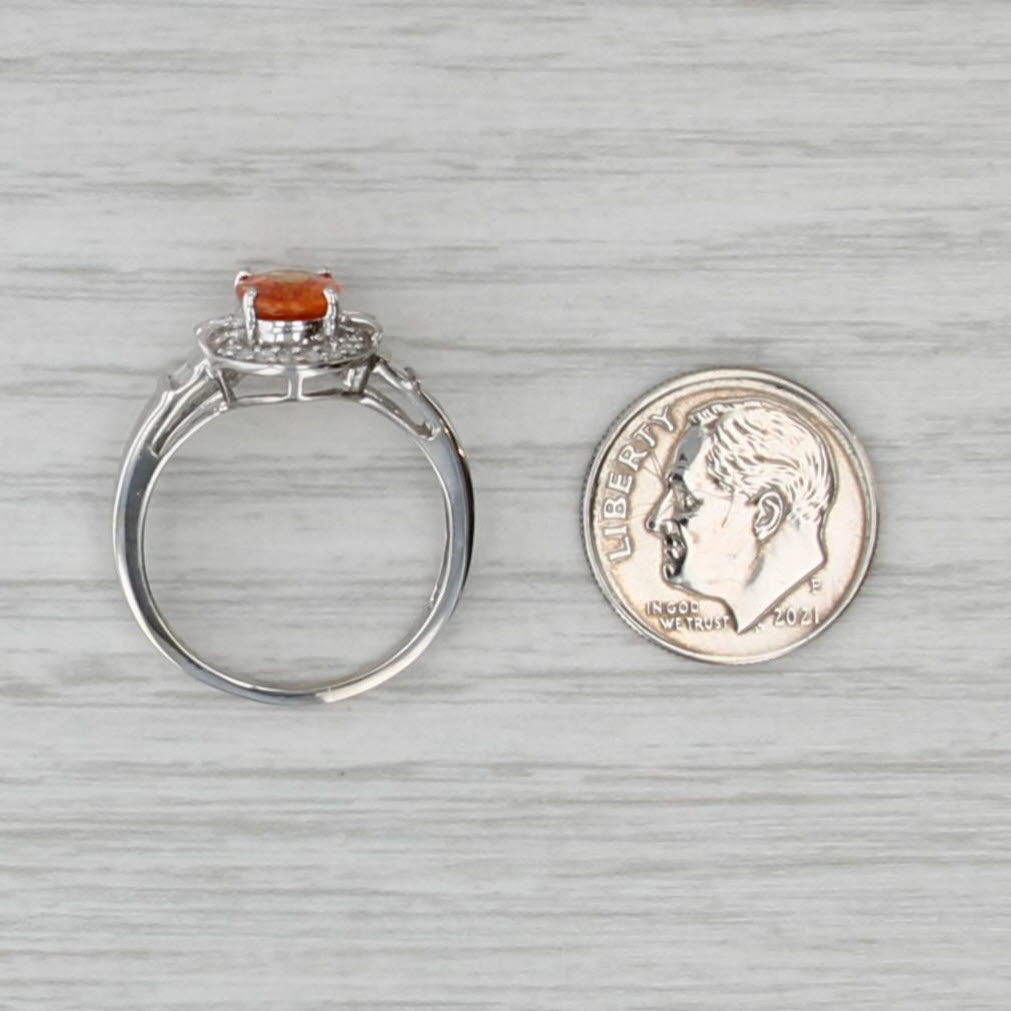 2.58ctw Spessartite Orange Garnet Diamond Halo Ring 10k White Gold Size 8