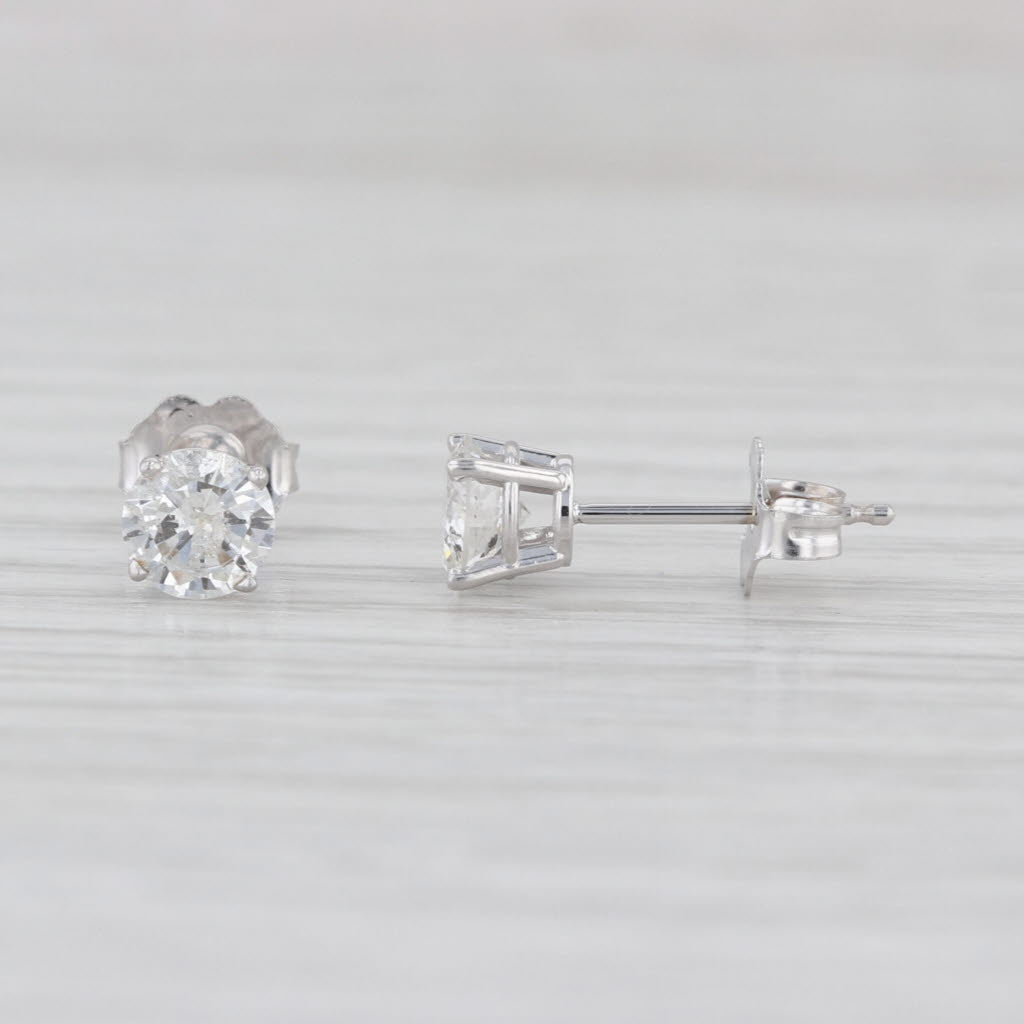 1ctw Round Brilliant Diamond Solitaire Stud Earrings 14k White Gold Studs