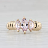 Light Gray 0.92ctw Marquise Morganite 3-Stone Ring 10k Yellow Gold Size 7