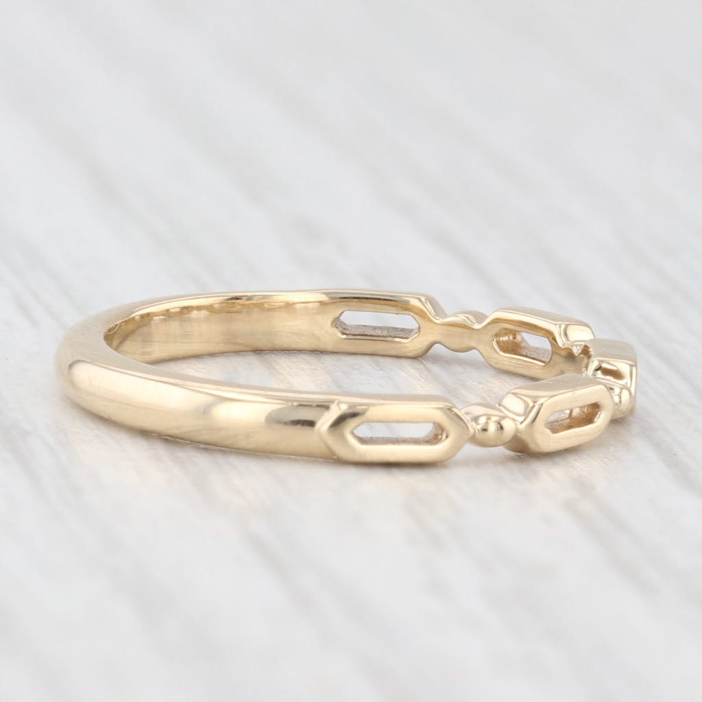 Light Gray Stackable Openwork Band 14k Yellow Gold Size 6.5 Ring