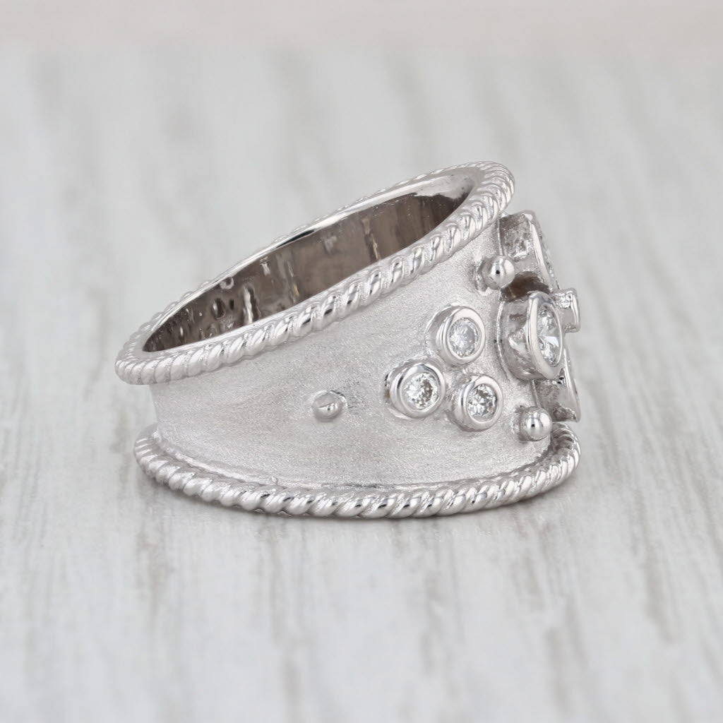 0.42ctw Diamond Cluster Cocktail Ring 14k White Gold Size 6.5 Brushed Finish
