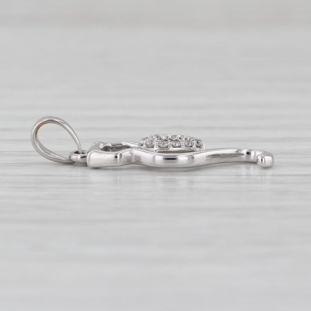 Diamond Heart Cat Pendant 14k White Gold Charm