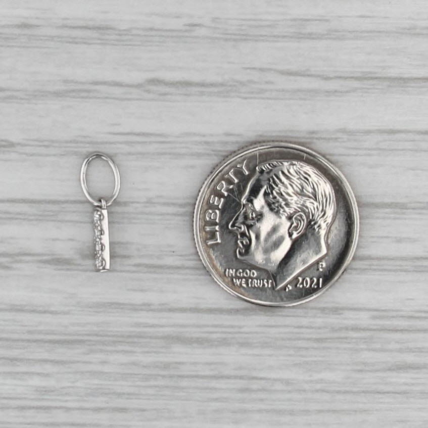 Tiny Diamond Letter "I" Charm 14k White Gold Small Drop Pendant