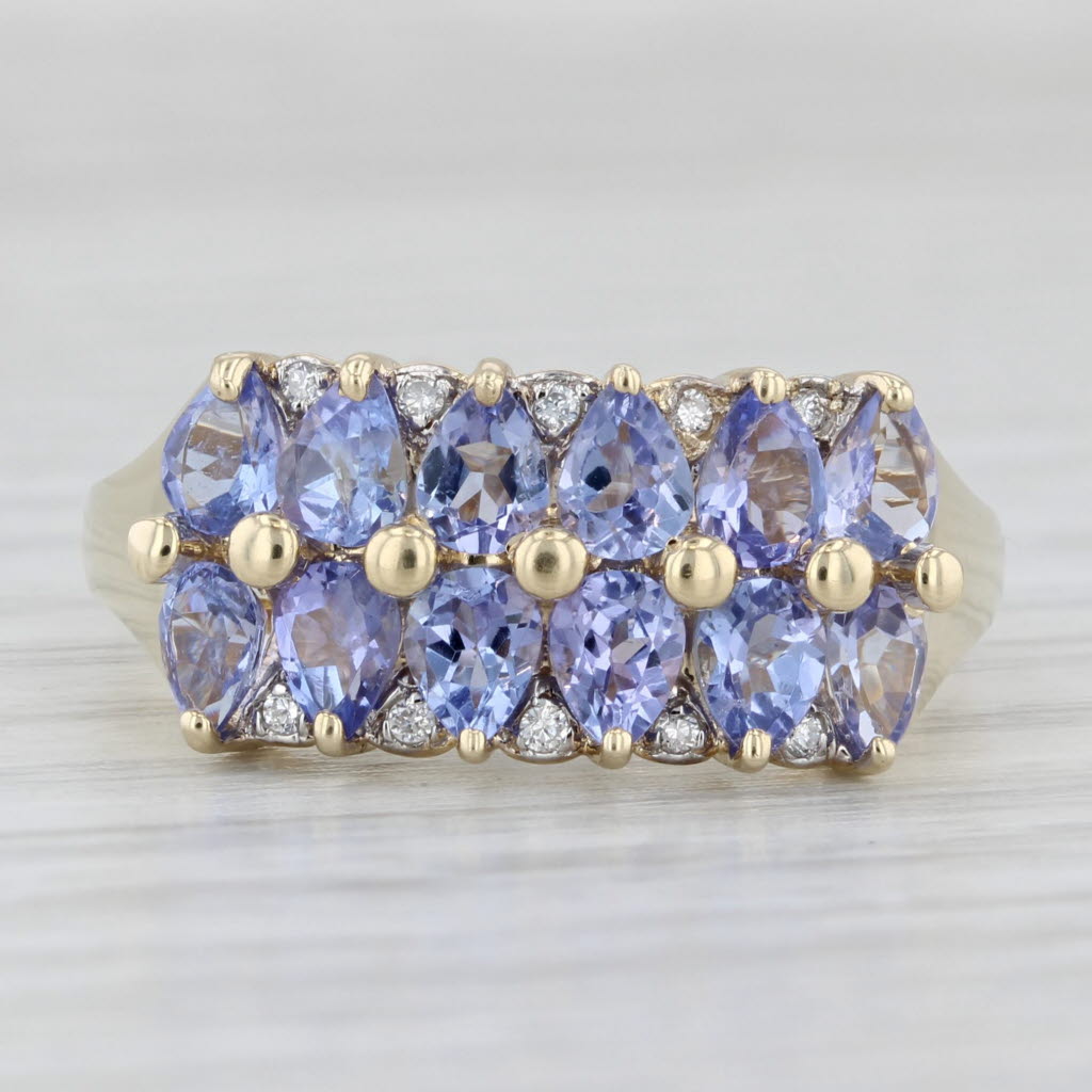 Light Gray 1.54ctw Tanzanite Cluster Diamond Ring 14k Yellow Gold Size 8