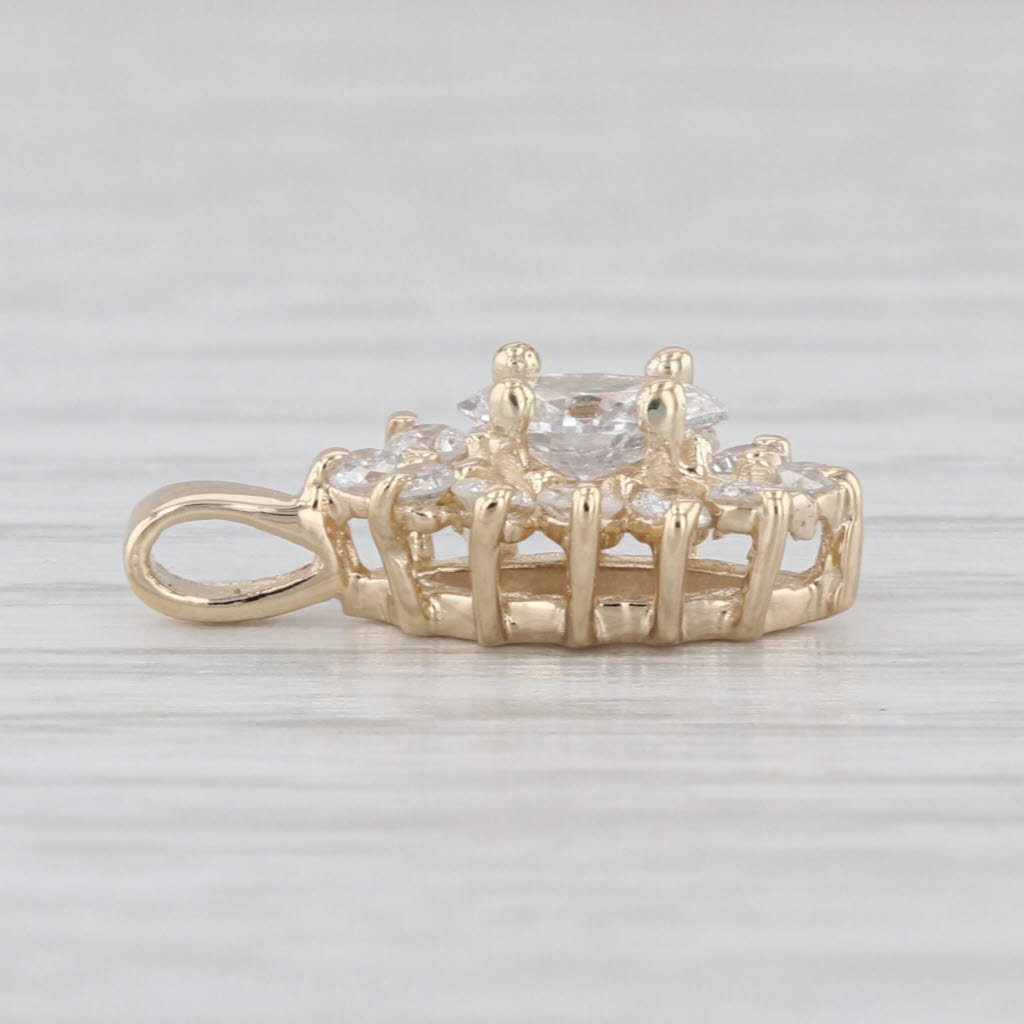 0.57ctw Diamond Marquise Halo Pendant 14k Yellow Gold Small Drop