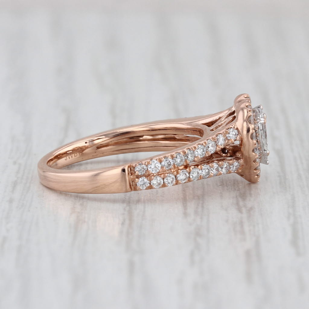 1.08ctw Diamond Heart Halo Engagement Ring 14k Rose Gold Size 7