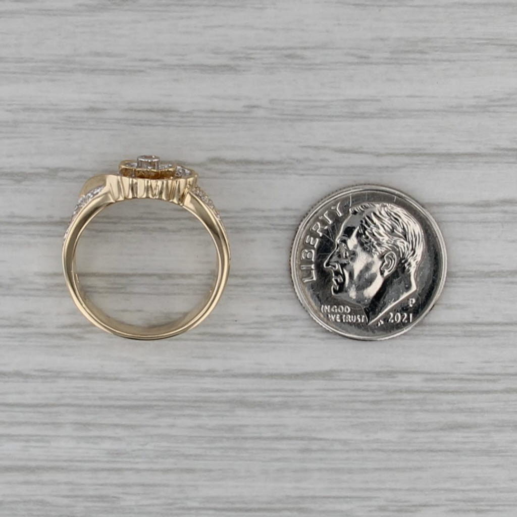 0.40ctw Diamond Flower Engagement Ring 14k Yellow Gold Size 5-5.25