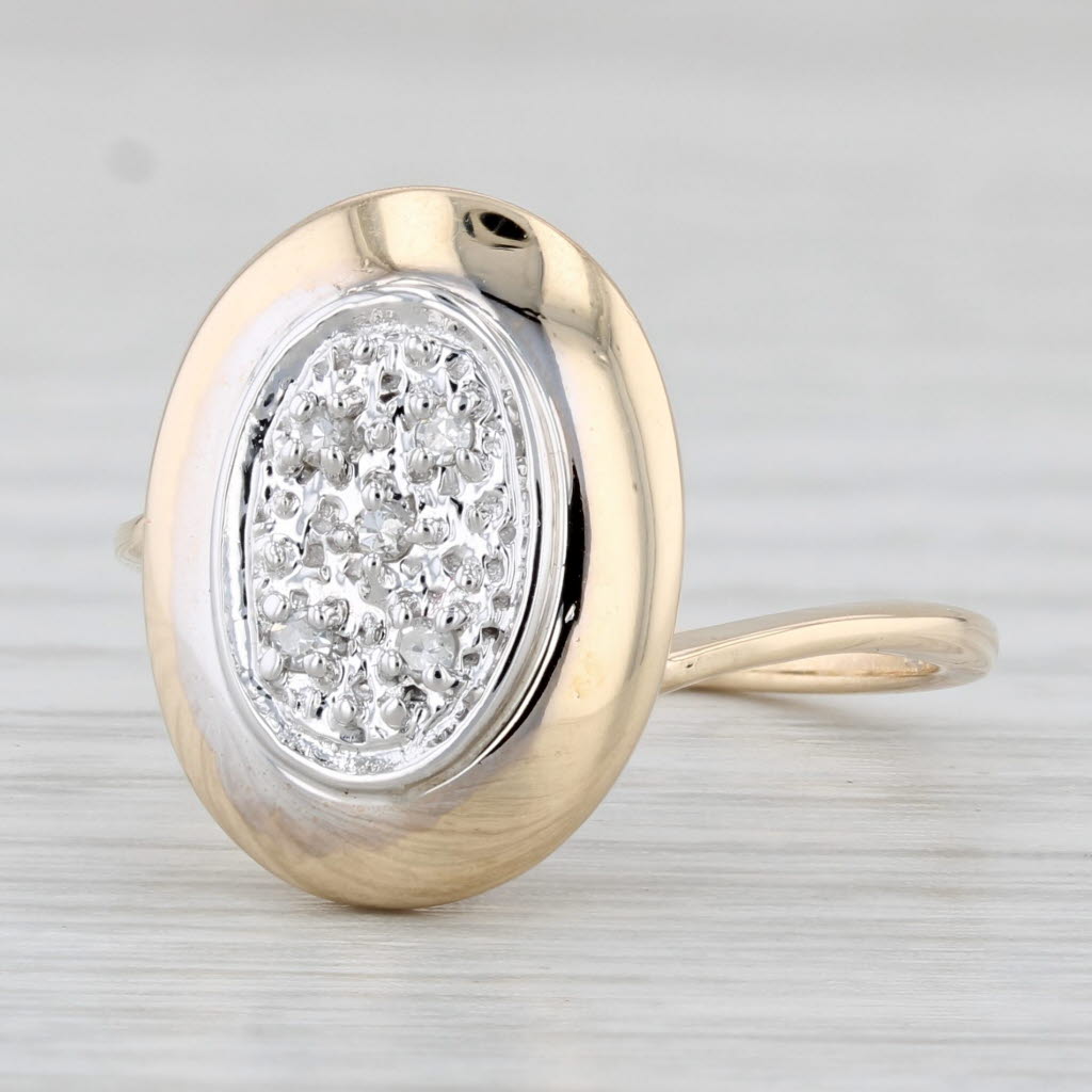 Light Gray Diamond Cluster Ring 10k Yellow Gold Size 7