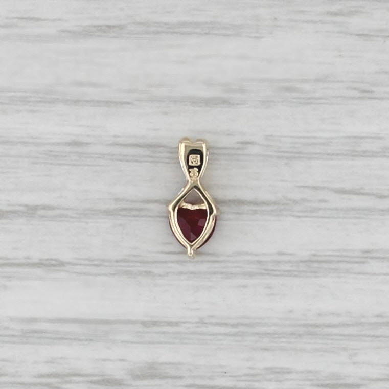 0.50ct Lab Created Ruby Heart Pendant 10k Yellow Gold Small Drop