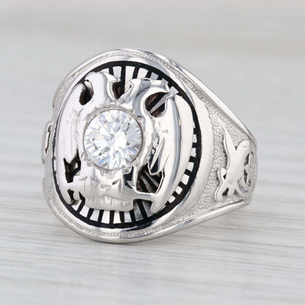 Antique Masonic Scottish Rite Ring 14k Gold Cubic Zirconia Shriners 32nd Degree