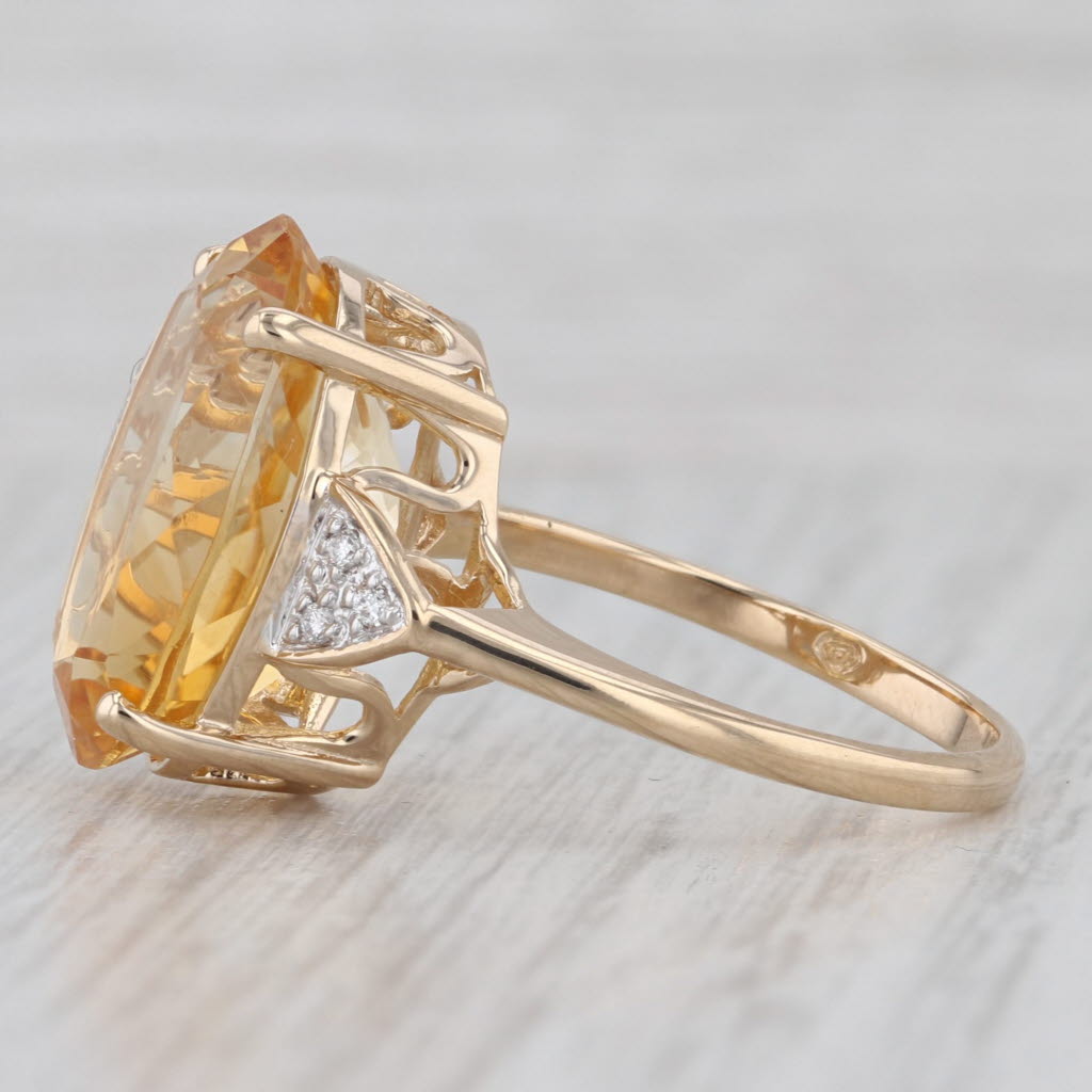 8.18ctw Yellow Oval Citrine Diamond Ring 14k Yellow Gold Size 7
