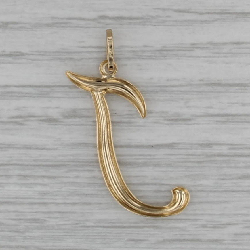 Scripted Initial Letter J Pendant 18k Yellow Gold