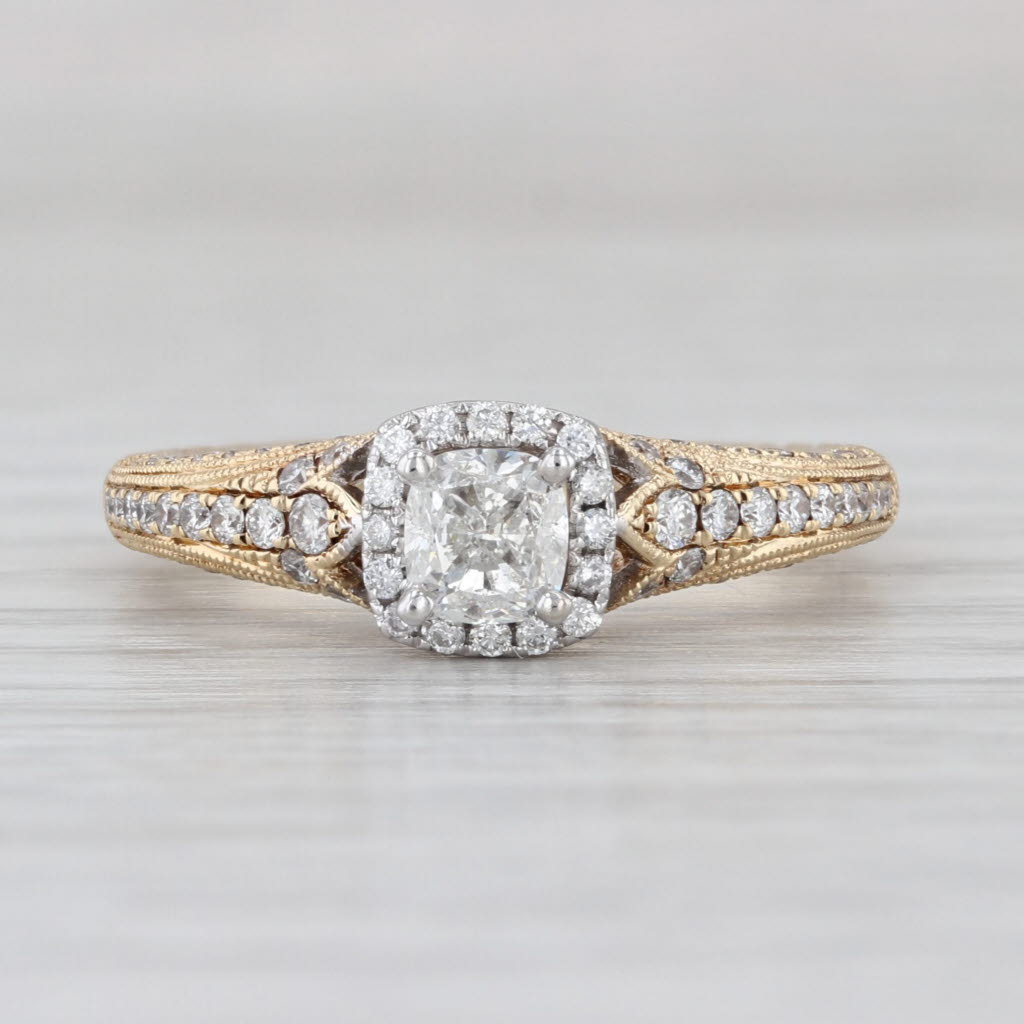 Neil Lane 0.84ctw Princess Diamond Halo Engagement Ring 14k Yellow Gold Sz 6.75