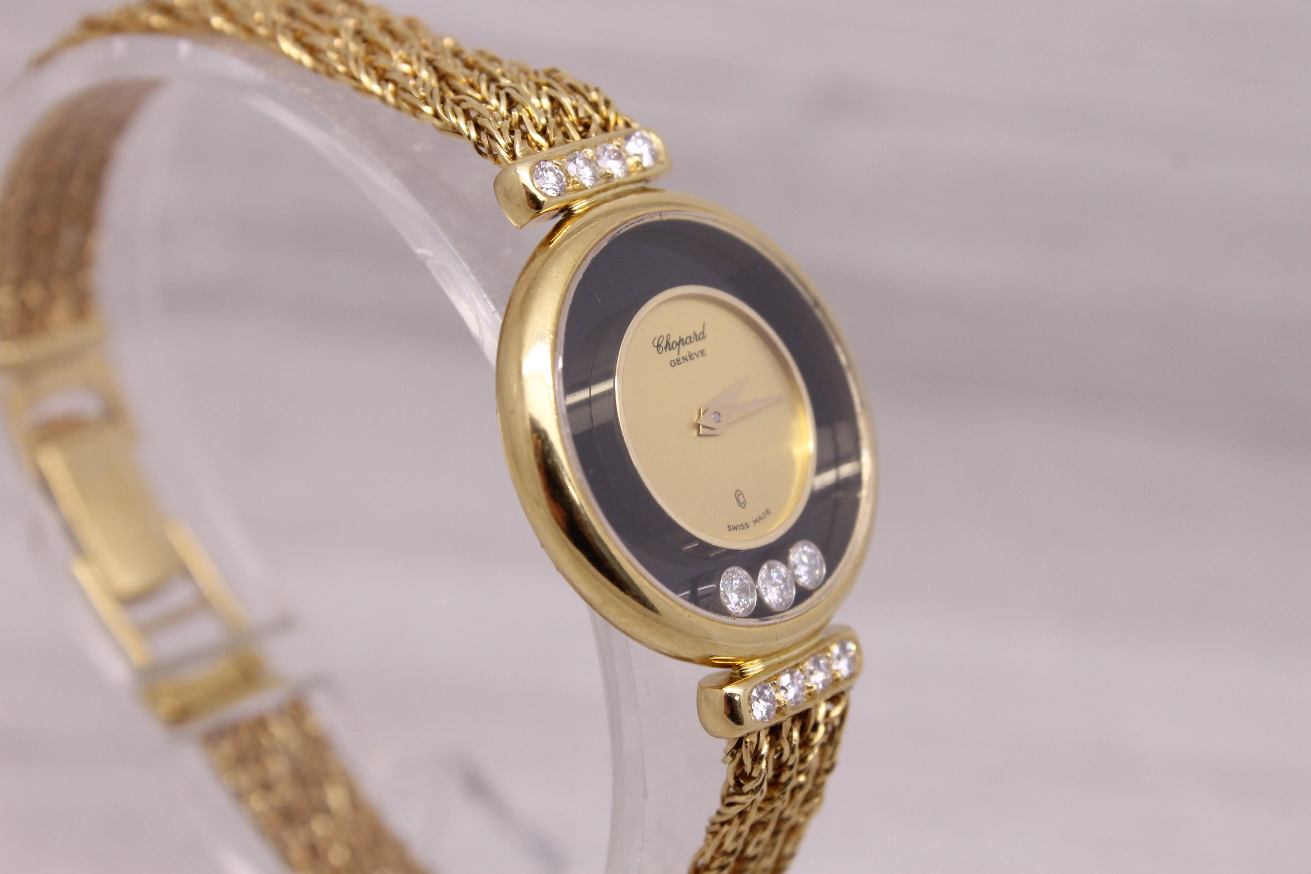 Chopard Happy Diamonds Ladies 24mm 18k Yellow Gold Quartz 4 Row Bracelet Watch