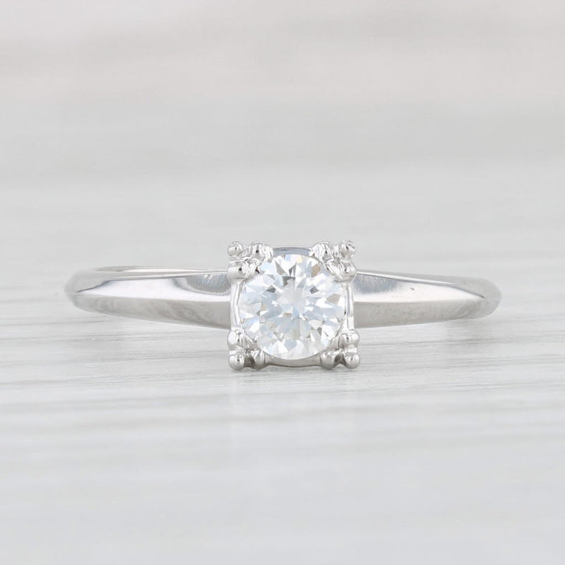Light Gray 0.35ctw VS2 Round Diamond Solitaire Engagement Ring 14k White Gold Size 6.5