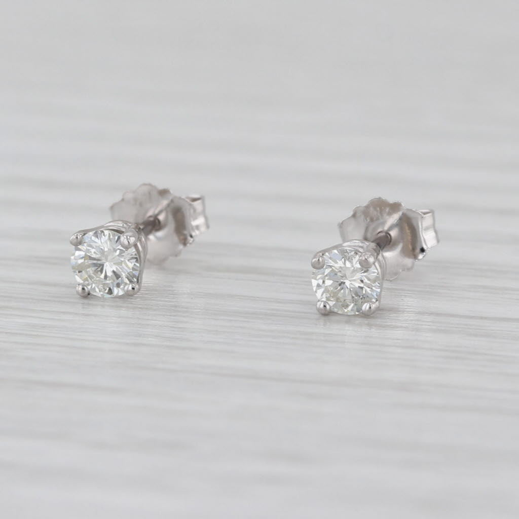 0.31ctw Round Diamond Solitaire Stud Earrings 14k White Gold Studs