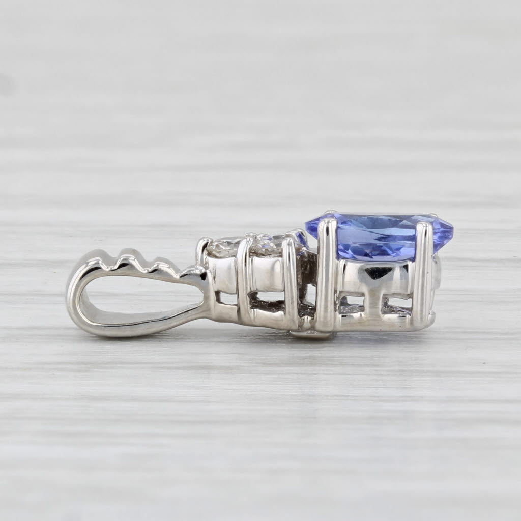 Light Gray Le Vian 0.72ctw Tanzanite Diamond Pendant 14k White Gold Small Oval Drop